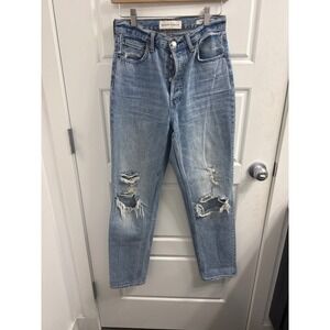 Denim Forum The BF High Rise Loose Distressed Jeans Light Wash Size 24